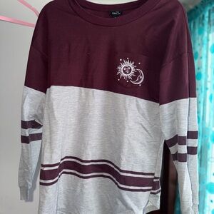 Maroon and Gray Long Sleeve Shirt “live by the Sun love by the Moon” Design